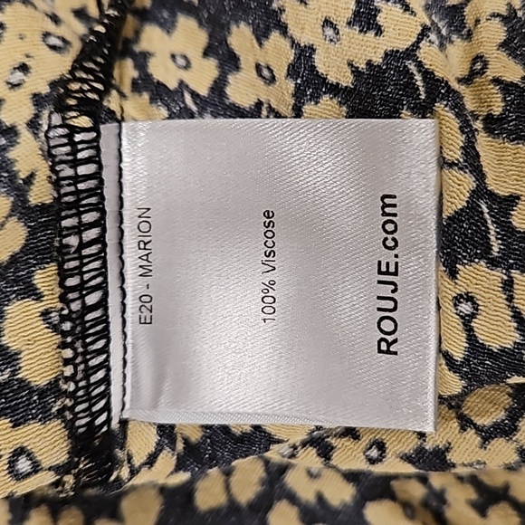 💕ROUJE💕 Marion Dress ~ Fleurette Nuit Black with Yellow Floral Print EU 40 NWT - Picture 16 of 16